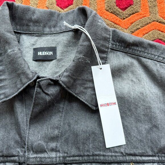 Medium Hudson Black Denim Jacket jean The Shining back patch - Picture 6 of 10